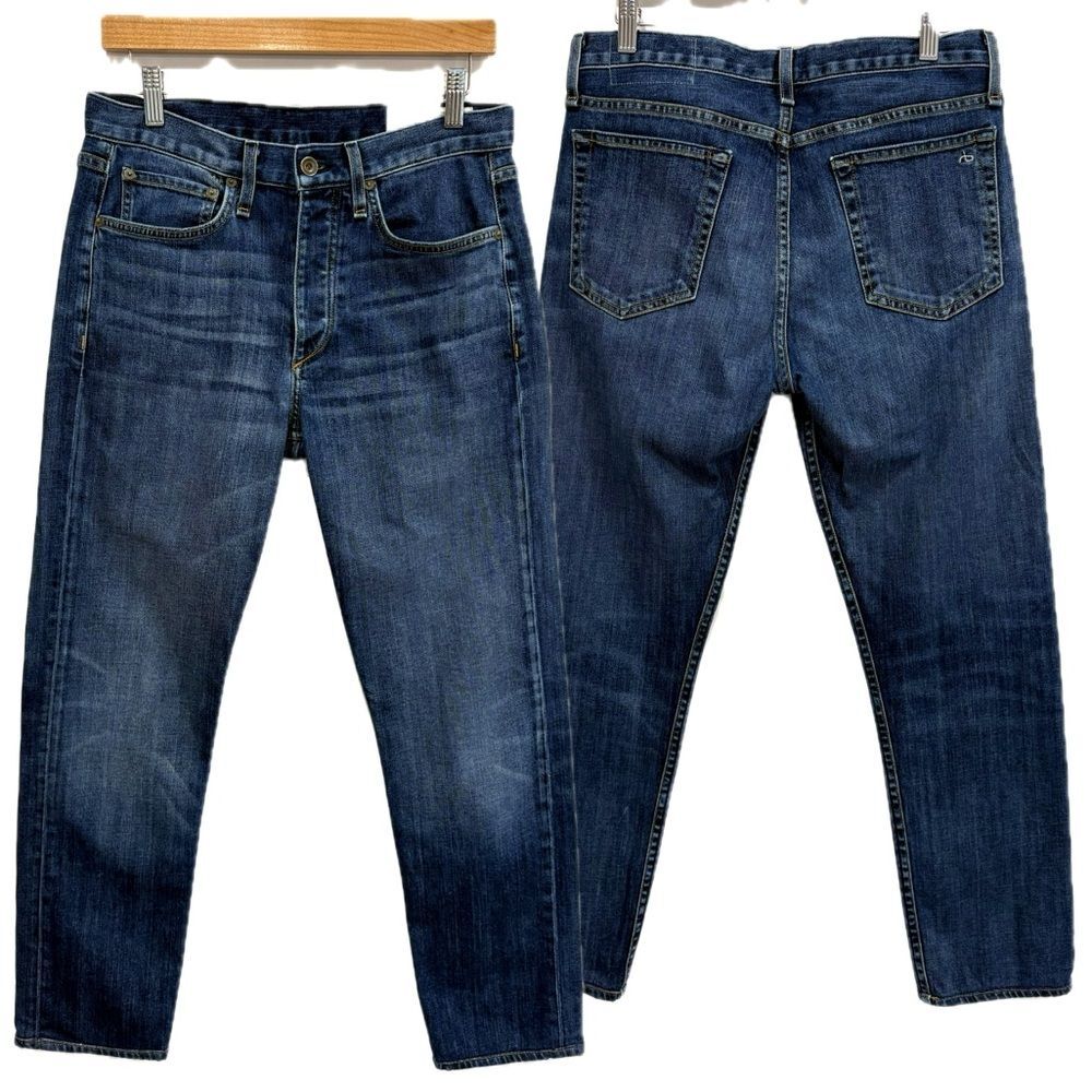 Rag & Bone Mens Fit 2 Slim Stretch Jeans Size 30 Throop Med Dark Wash Button Fly